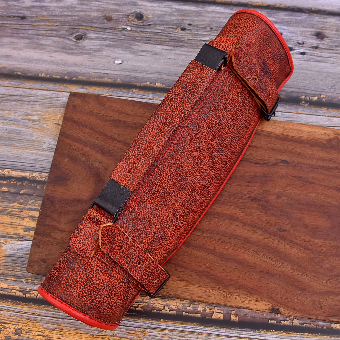 Red flames Handmade Damascus Knife set (Waterproof)