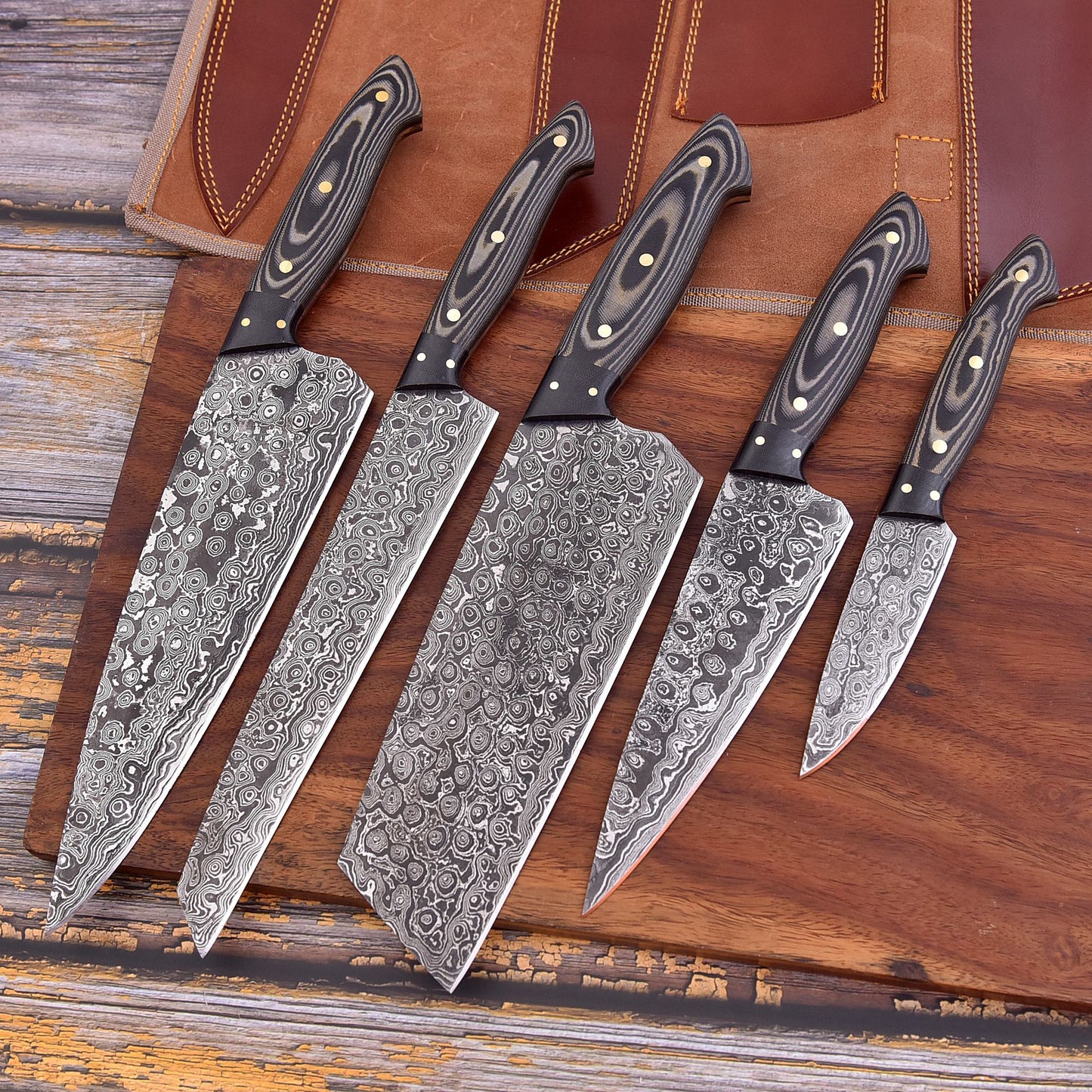 Black Tiger Handmade Damascus Knife set (Waterproof)