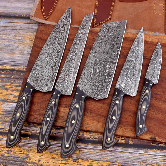 Black Tiger Handmade Damascus Knife set (Waterproof)