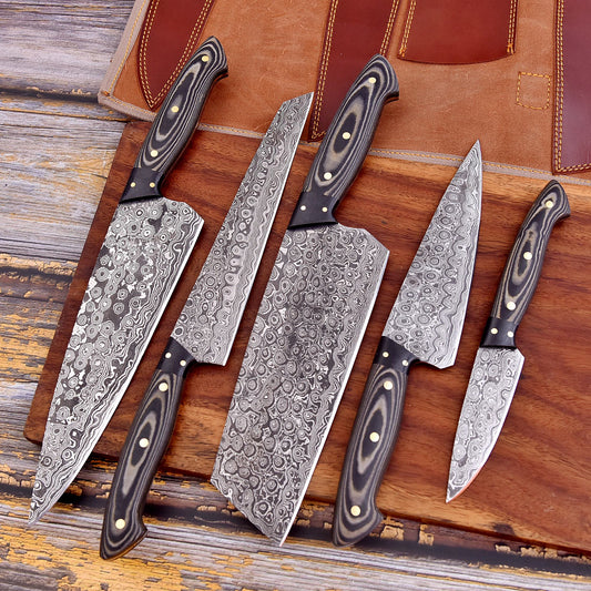 Black Tiger Handmade Damascus Knife set (Waterproof)