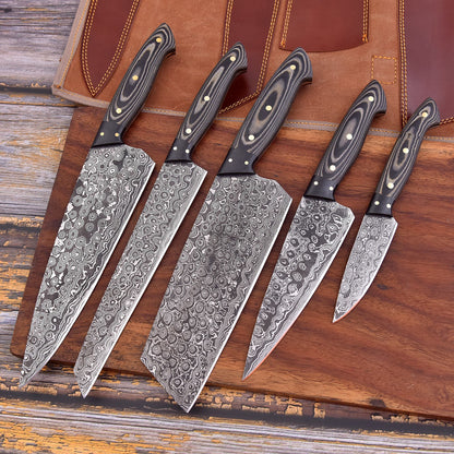 Black Tiger Handmade Damascus Knife set (Waterproof)