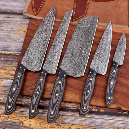 Black Tiger Handmade Damascus Knife set (Waterproof)